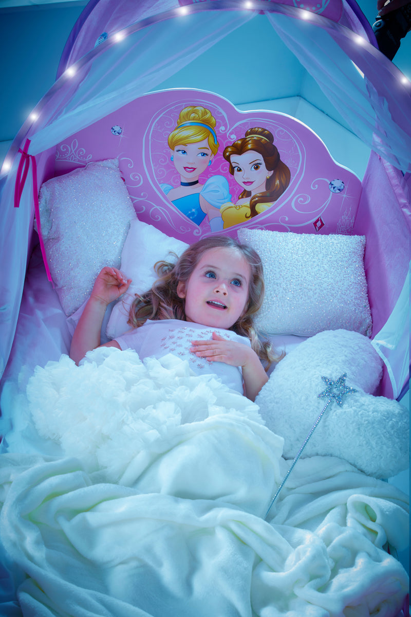 Disney Princess Kids Carriage Toddler Bed with light up canopy