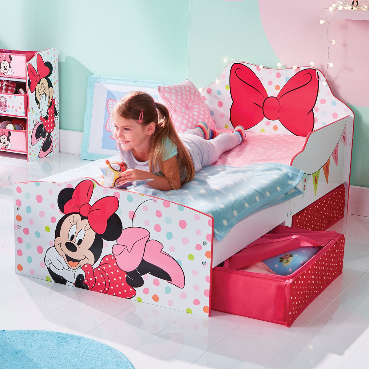 Minnie Mouse Toddler Bed with underbed storage hello4kids