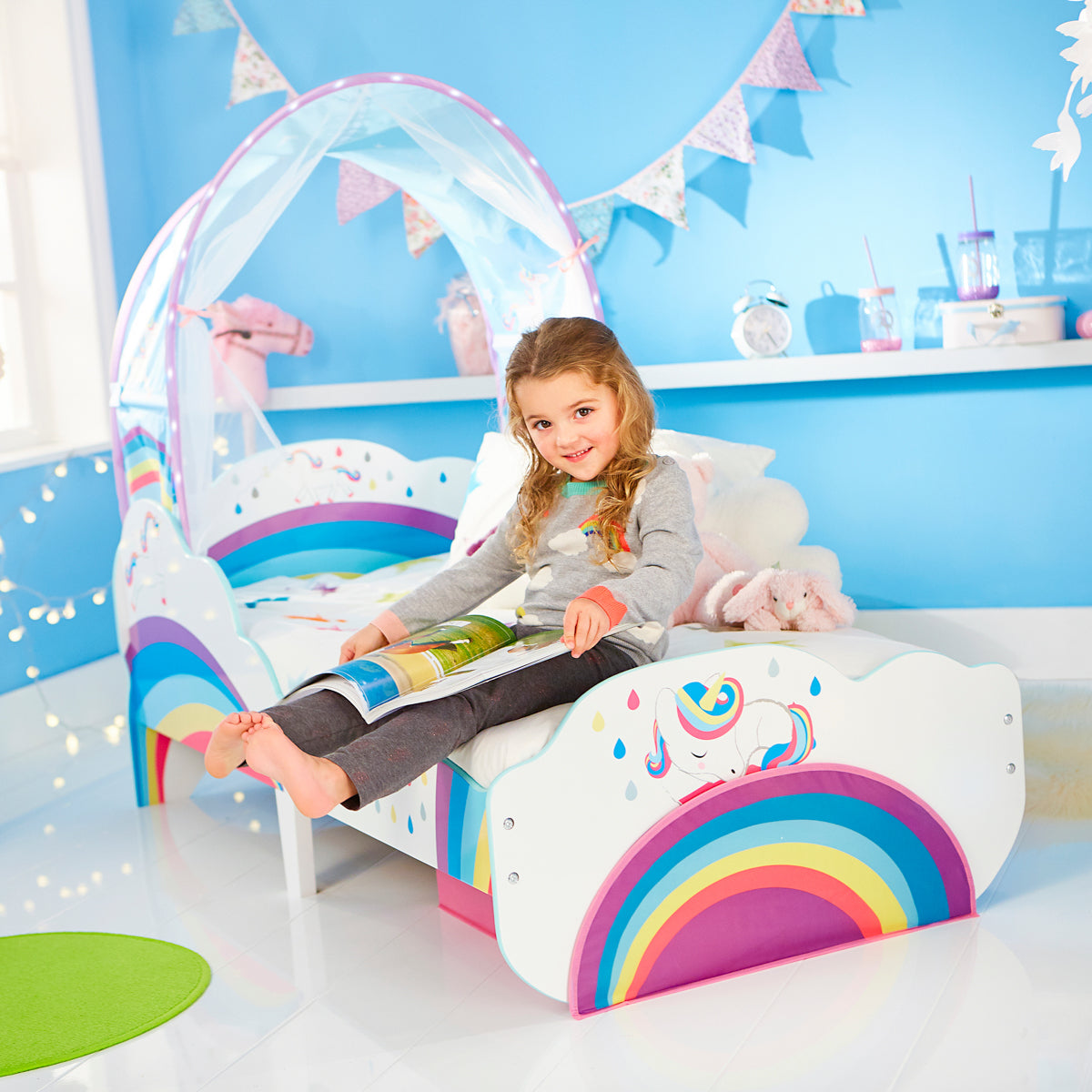 Kids rainbow bed best sale